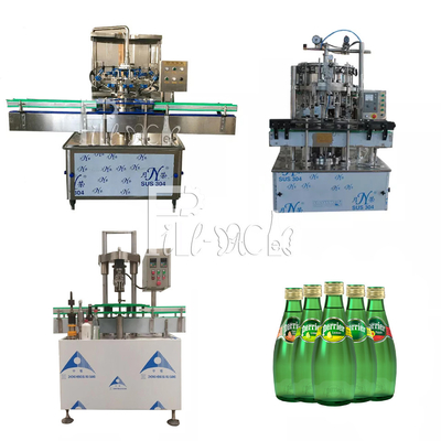 1500BPH स्वचालित कार्बोनेटेड पेय भरने की मशीन 2L कांच की बोतल एल्यूमीनियम कैप पेय लाइन