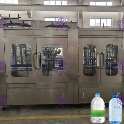 3L / 5L / 10L मिनरल वाटर प्लास्टिक की बोतल 2 में 1 रिंसिंग फिलिंग कैपिंग उपकरण / प्लांट / मशीन / सिस्टम / लाइन
