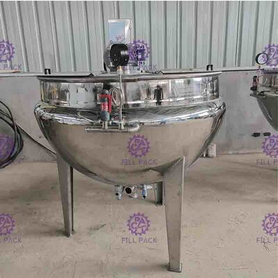 विद्युत ताप स्टेनलेस स्टील औद्योगिक भाप तख्ताबंदीवाला केतली टिल्टेबल 400L क्षमता