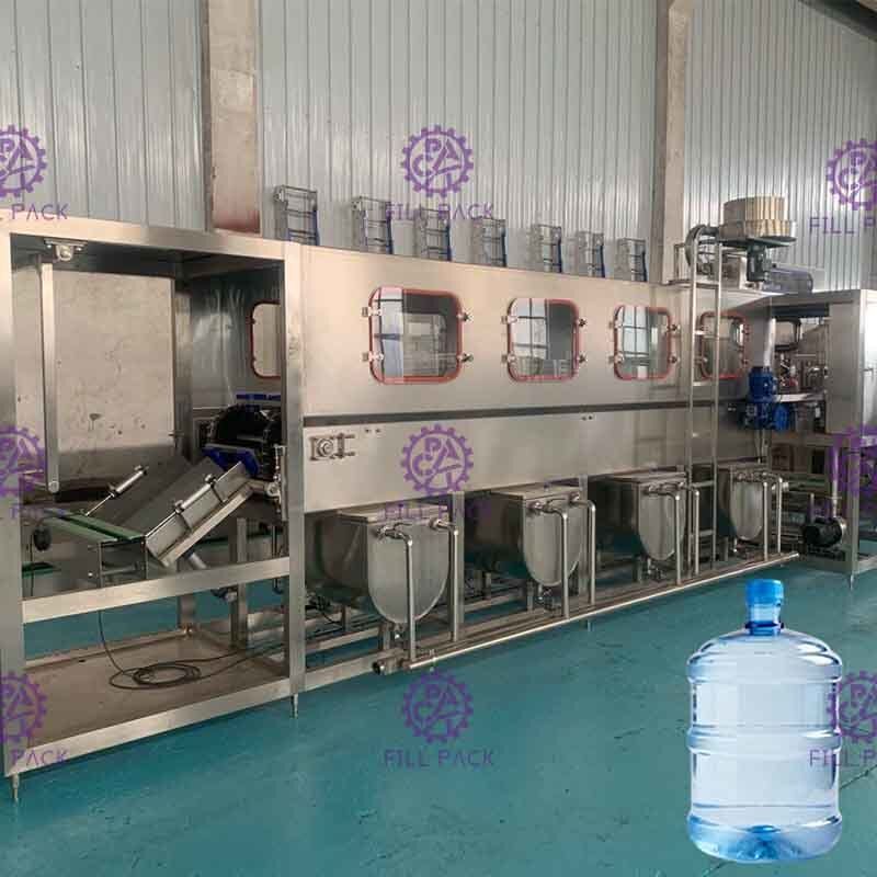 18.9L बैरल पेयजल उत्पादन लाइन के लिए 300BPH पूर्ण स्वचालित 5 गैलन पानी भरने की मशीन